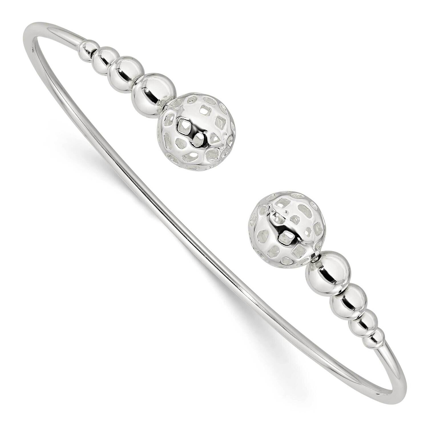 Beaded Cuff Bangle Sterling Silver Polished QB1466, MPN: QB1466,