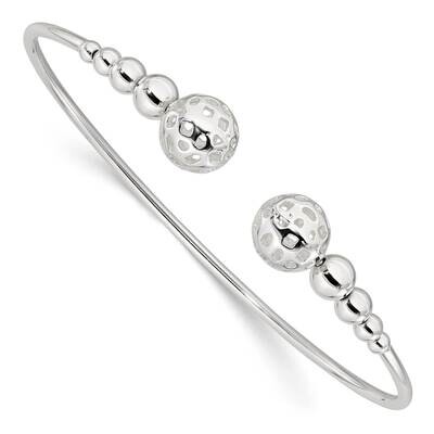 Beaded Cuff Bangle Sterling Silver Polished QB1466, MPN: QB1466,