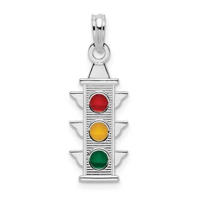 Enameled Traffic Light Pendant Sterling Silver Polished QC10739 by Men&#39;s Jewelry and Accessories, M…