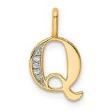 Diamond Letter Q Initial Pendant 10k Gold PM8365Q-002-1YA, MPN: PM8365Q-002-1YA,