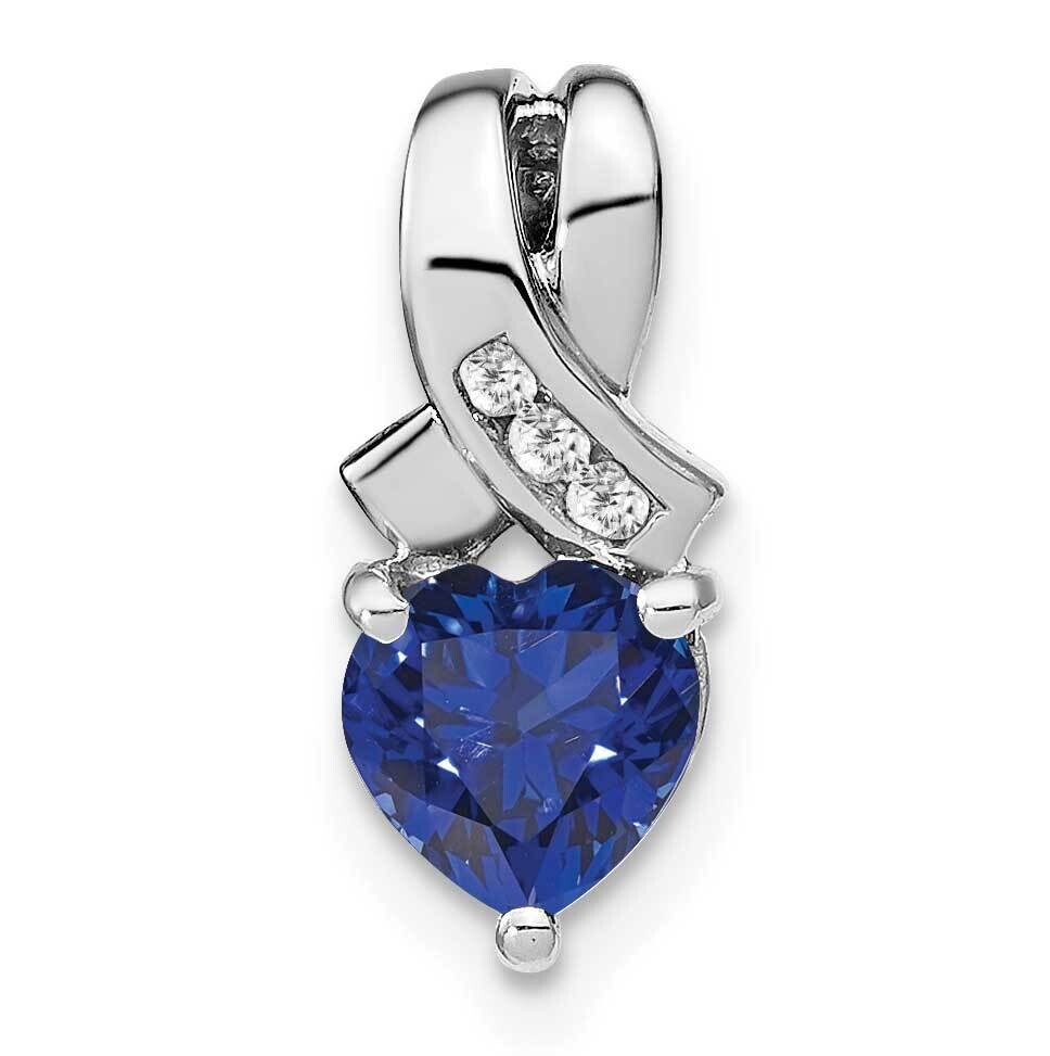Created Sapphire Diamond Pendant Sterling Silver Rhodium-Plated PM7401-CSA-003-SSA, MPN: PM7401-CSA…
