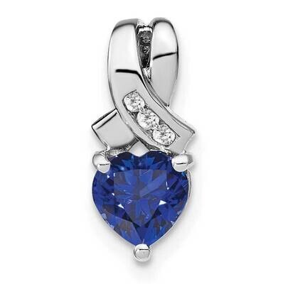 Created Sapphire Diamond Pendant Sterling Silver Rhodium-Plated PM7401-CSA-003-SSA, MPN: PM7401-CSA…