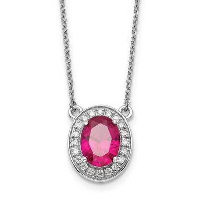 Diamond Oval Ruby 18 Inch Necklace 14k White Gold PM9948-RU-020-WA-18, MPN: PM9948-RU-020-WA-18,