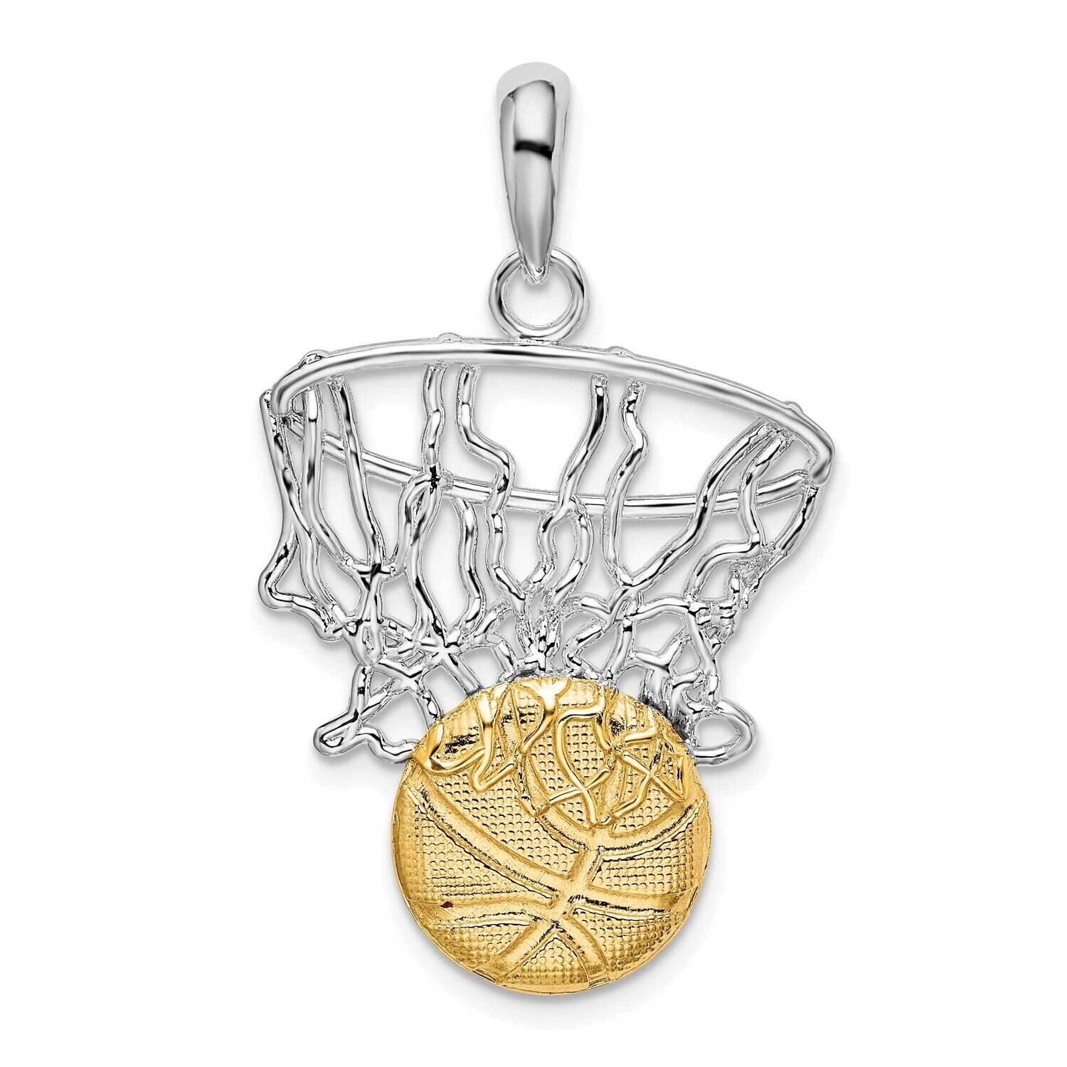 Net 14K Basketball Pendant Sterling Silver Polished QC10882G by Men&#39;s Jewelry and Accessories, MPN:…