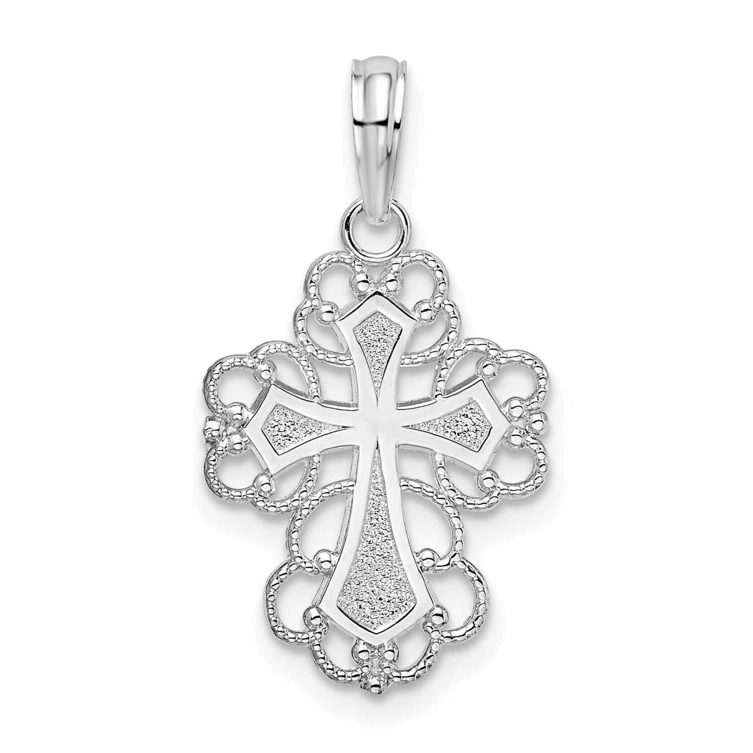 Fancy Lacy Cross Pendant Sterling Silver Polished QC10477, MPN: QC10477, 637218181742