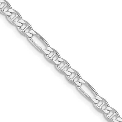 3.75mm Figaro Anchor Chain 18 Inch Sterling Silver Rhodium-Plated QAF100R-18, MPN: QAF100R-18,