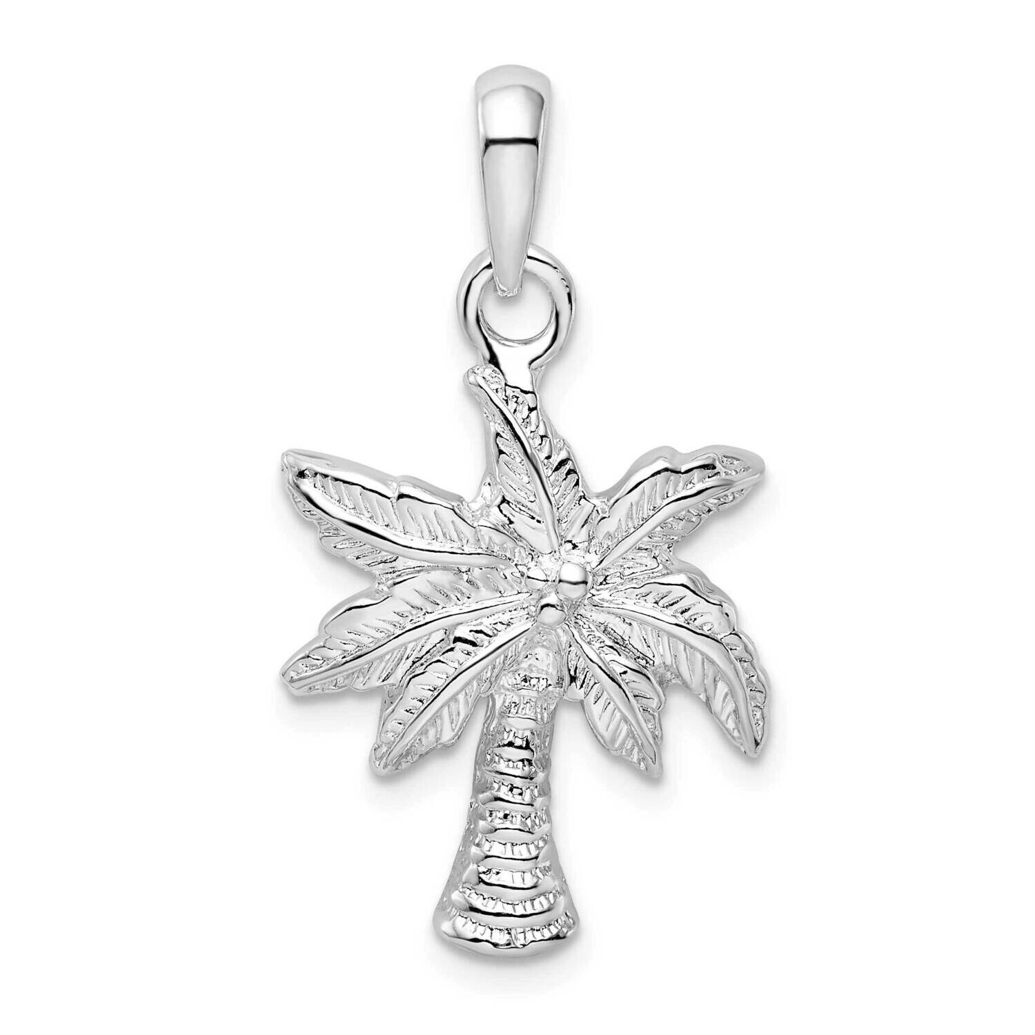 Palm Tree Pendant Sterling Silver Polished QC10486, MPN: QC10486, 637218181919