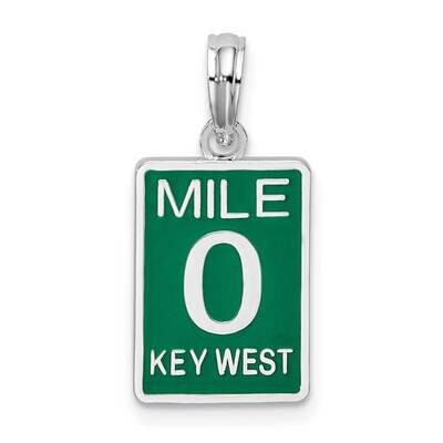 Enameled Small Key West Mile 0 Pendant Sterling Silver Polished QC10699, MPN: QC10699, 637218147304