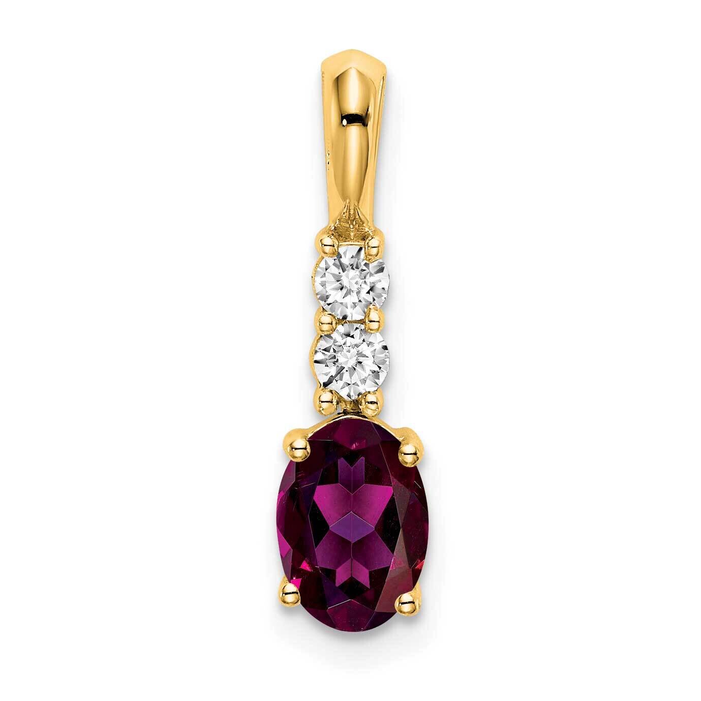 Oval Rhodolite Garnet Diamond Pendant 14k Gold PM7406-RG-013-YA, MPN: PM7406-RG-013-YA,