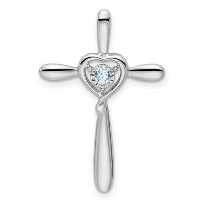 Aquamarine Cross Heart Chain Slide 10k White Gold PM7408-AQ-1W, MPN: PM7408-AQ-1W,