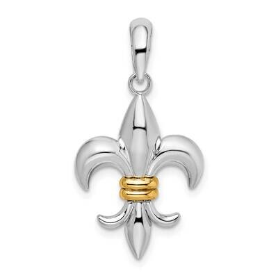 Fleur De Lis 14K Accent Pendant Sterling Silver Polished QC10872G, MPN: QC10872G, 637218155996