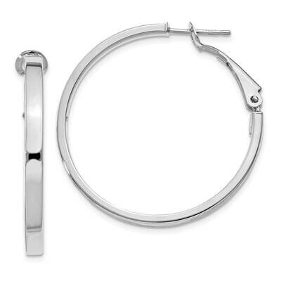 3X30mm Polished Square Tube Round Hoop Earrings 14k White Gold PRE230W, MPN: PRE230W, 191101973970