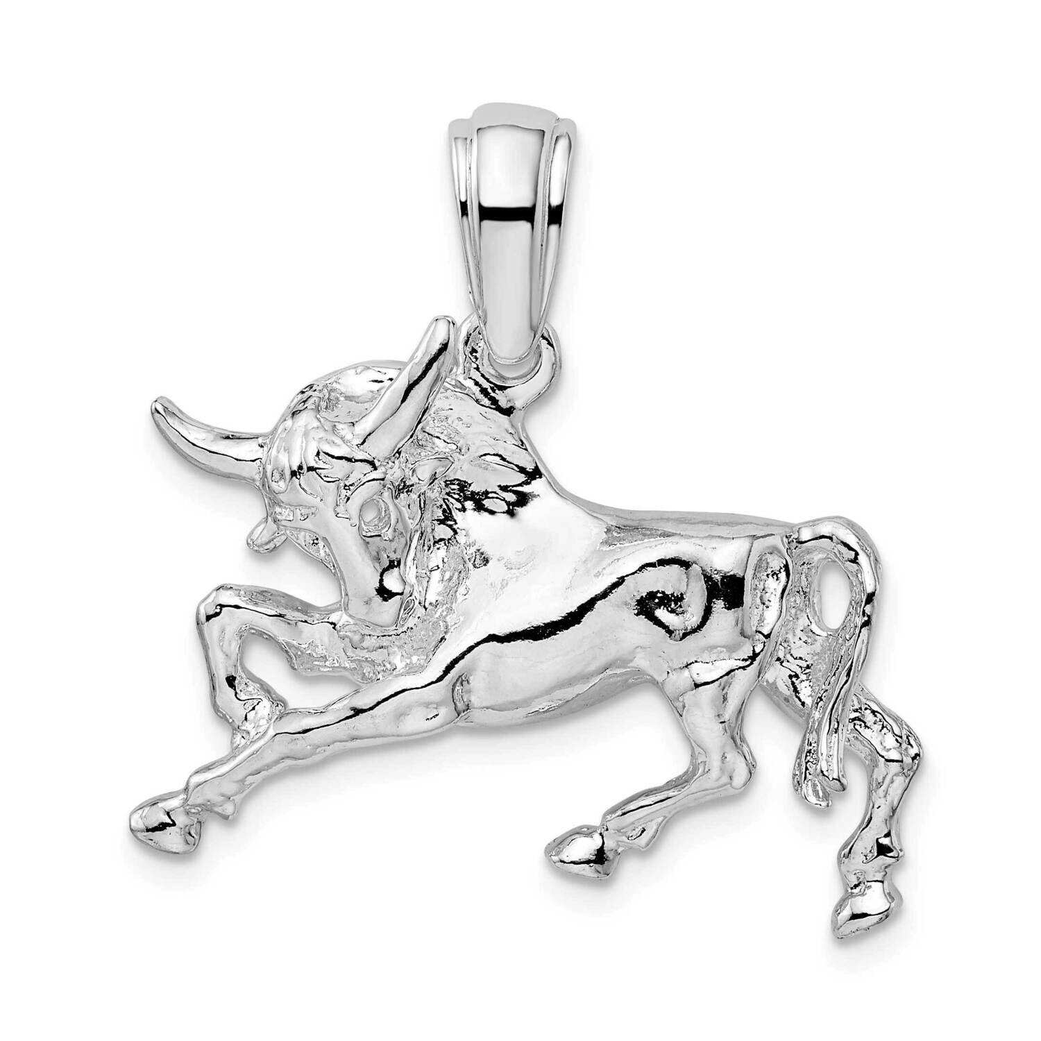 Raging Bull Pendant Sterling Silver Polished QC10554