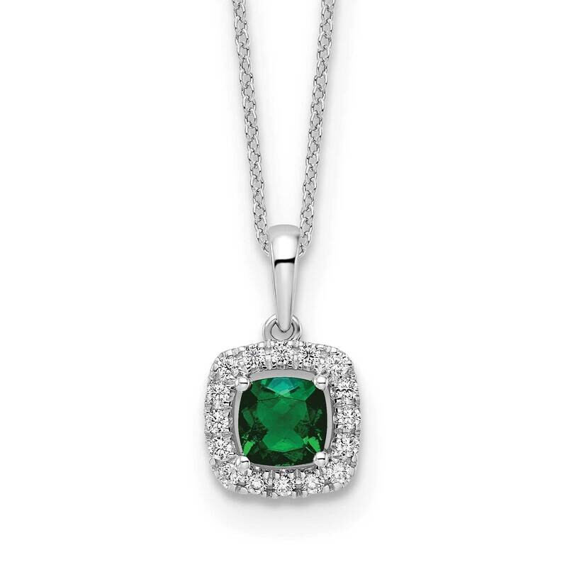 Diamond Created Emerald Pendant Necklace 10k White Gold PM9037-CEM-0WLG-18, MPN: PM9037-CEM-0WLG-18…