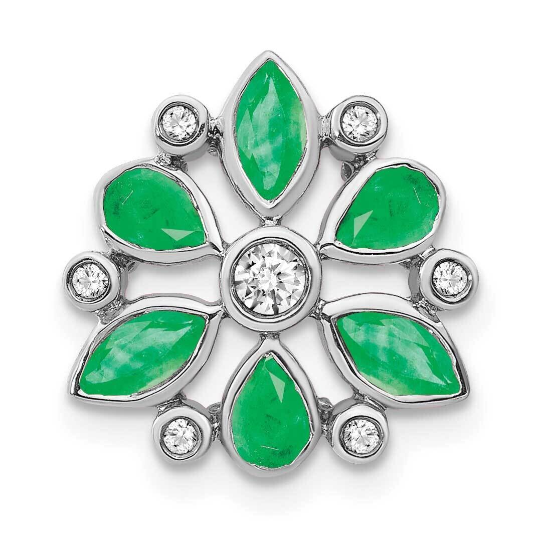 Emerald Diamond Chain Slide 14k White Gold PM7219-EM-013-WA, MPN: PM7219-EM-013-WA,