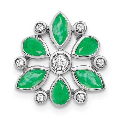 Emerald Diamond Chain Slide 14k White Gold PM7219-EM-013-WA, MPN: PM7219-EM-013-WA,