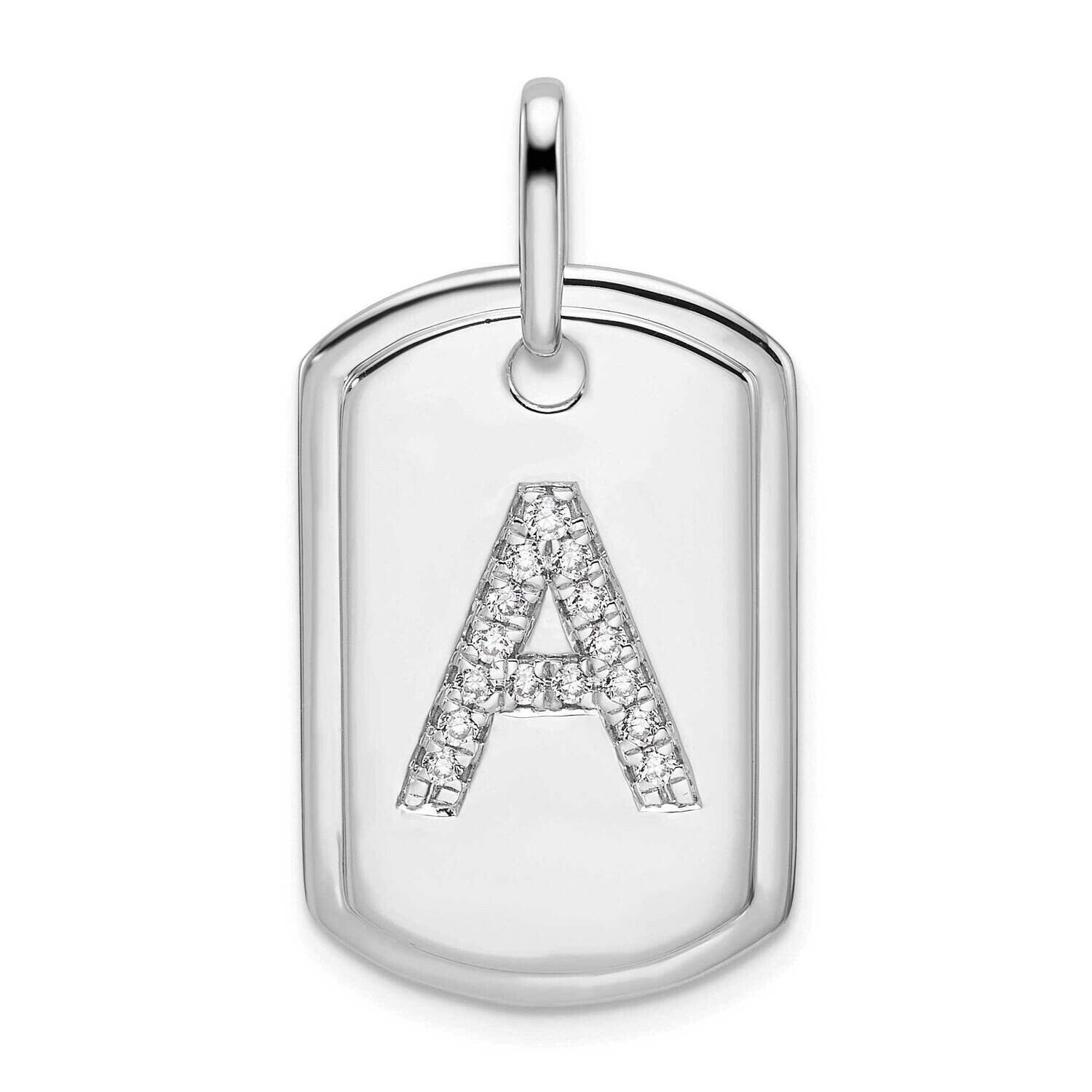 Diamond Initial A Dog Tag Charm 14k White Gold PM9842A-019-WA, MPN: PM9842A-019-WA,