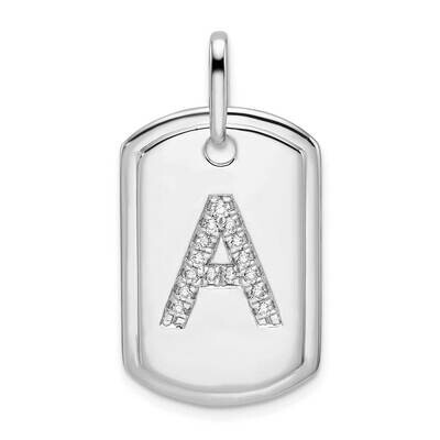 Diamond Initial A Dog Tag Charm 14k White Gold PM9842A-019-WA, MPN: PM9842A-019-WA,