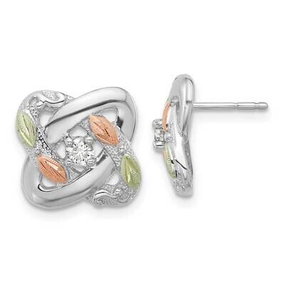Rhod-Pltd 12K Accents Diamond Love Knot Post Earrings Sterling Silver QBH294, MPN: QBH294,