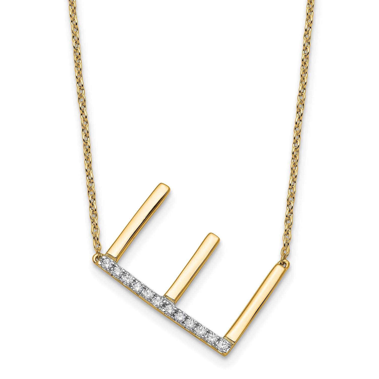 Sideways Diamond Initial E Necklace 14k Gold PM9844E-014-YA