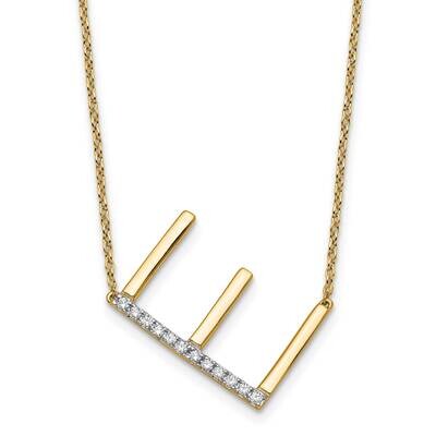 Sideways Diamond Initial E Necklace 14k Gold PM9844E-014-YA, MPN: PM9844E-014-YA,