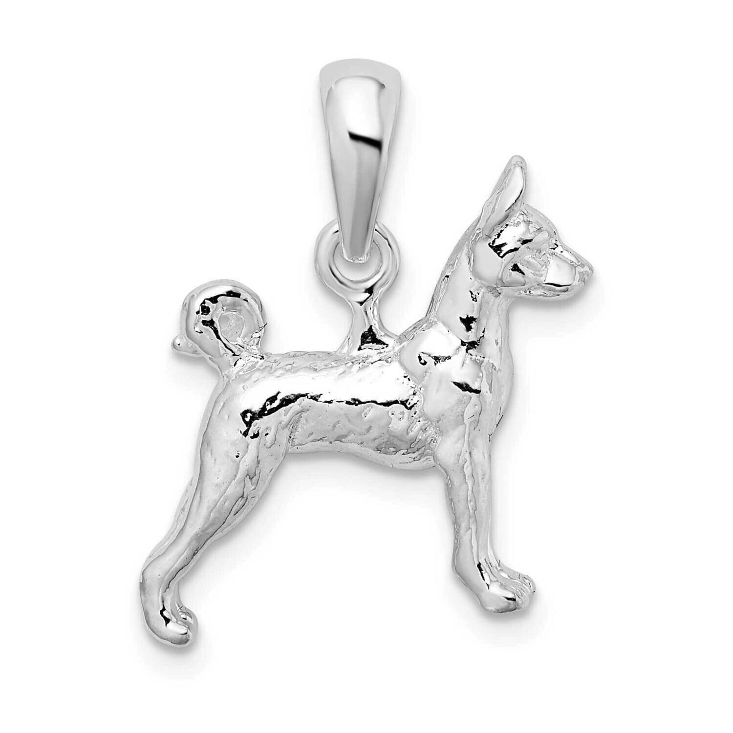 Textured 3D Basenji Dog Pendant Sterling Silver QC10235, MPN: QC10235, 637218170555