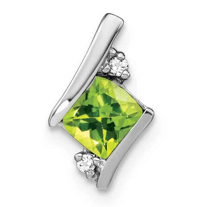 Cushion Peridot Diamond Chain Slide 10 Inch 14k White Gold PM7398-PE-002-WA, MPN: PM7398-PE-002-WA,