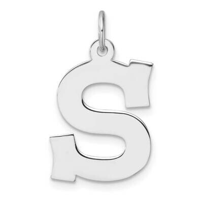 Large Block Letter S Initial Charm Sterling Silver Rhodium-Plated QC11255S, MPN: QC11255S,