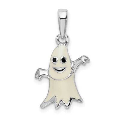 3D Enameled Ghost Pendant Sterling Silver Polished QC10708, MPN: QC10708, 637218158973