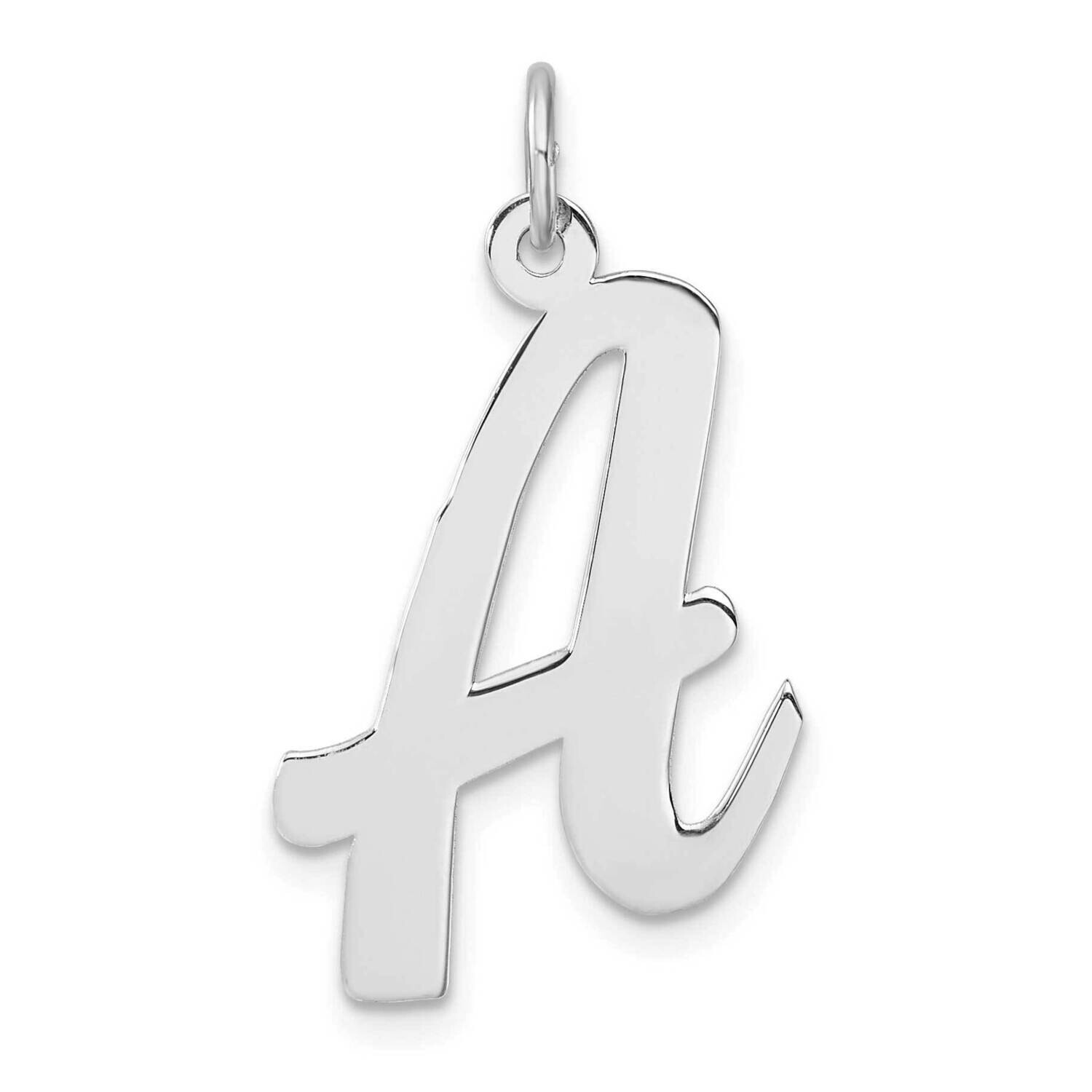 Large Script Letter A Initial Charm Sterling Silver Rhodium-Plated QC11253A, MPN: QC11253A,