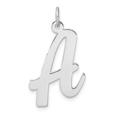 Large Script Letter A Initial Charm Sterling Silver Rhodium-Plated QC11253A, MPN: QC11253A,