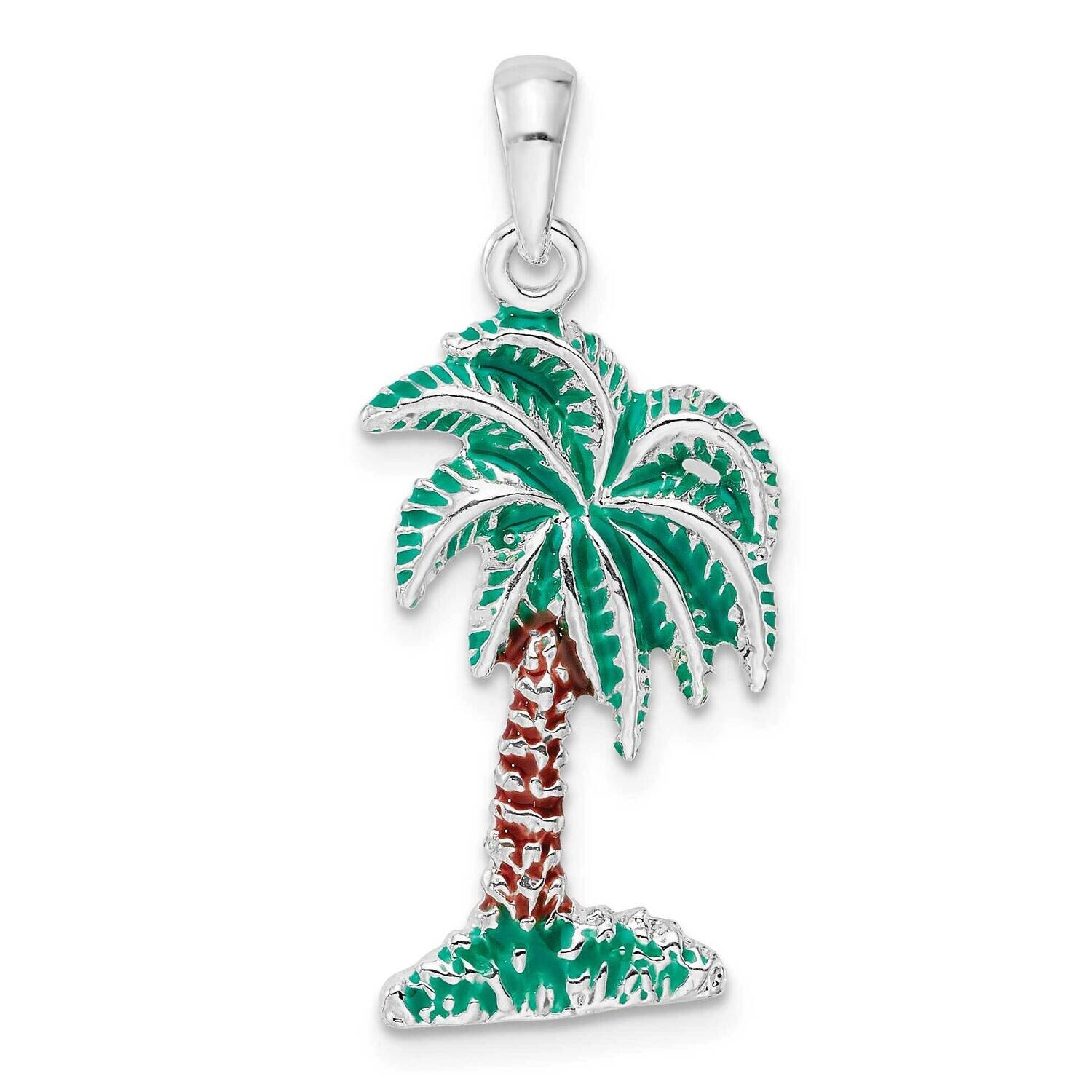 Enameled Palmetto Pendant Sterling Silver Polished QC10627, MPN: QC10627, 637218144464