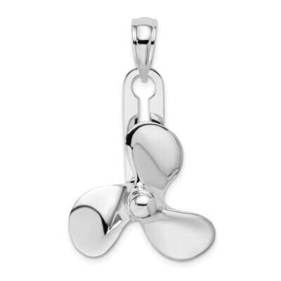 Moveable 3D Propeller Pendant Sterling Silver Polished QC10256, MPN: QC10256, 637218171019