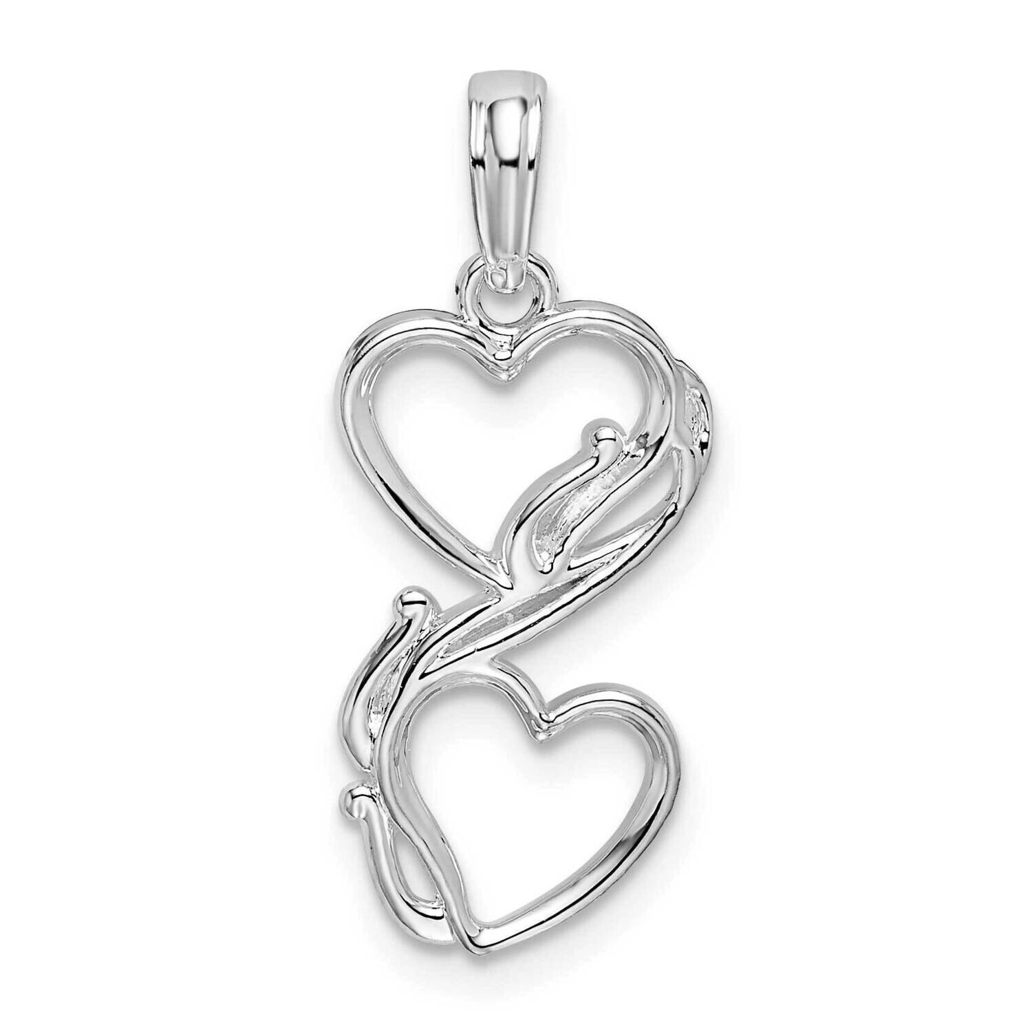 Double Hearts Vine Pendant Sterling Silver Polished QC10579, MPN: QC10579, 637218184460