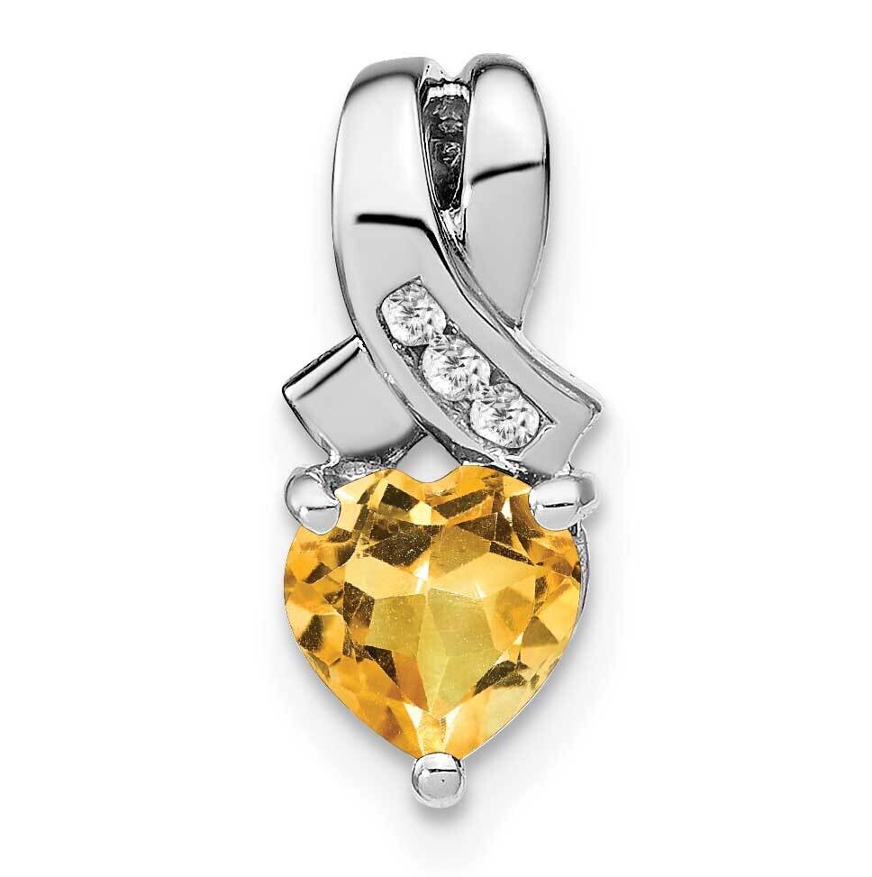 Citrine Diamond Pendant Sterling Silver Rhodium-Plated PM7401-CI-003-SSA, MPN: PM7401-CI-003-SSA,