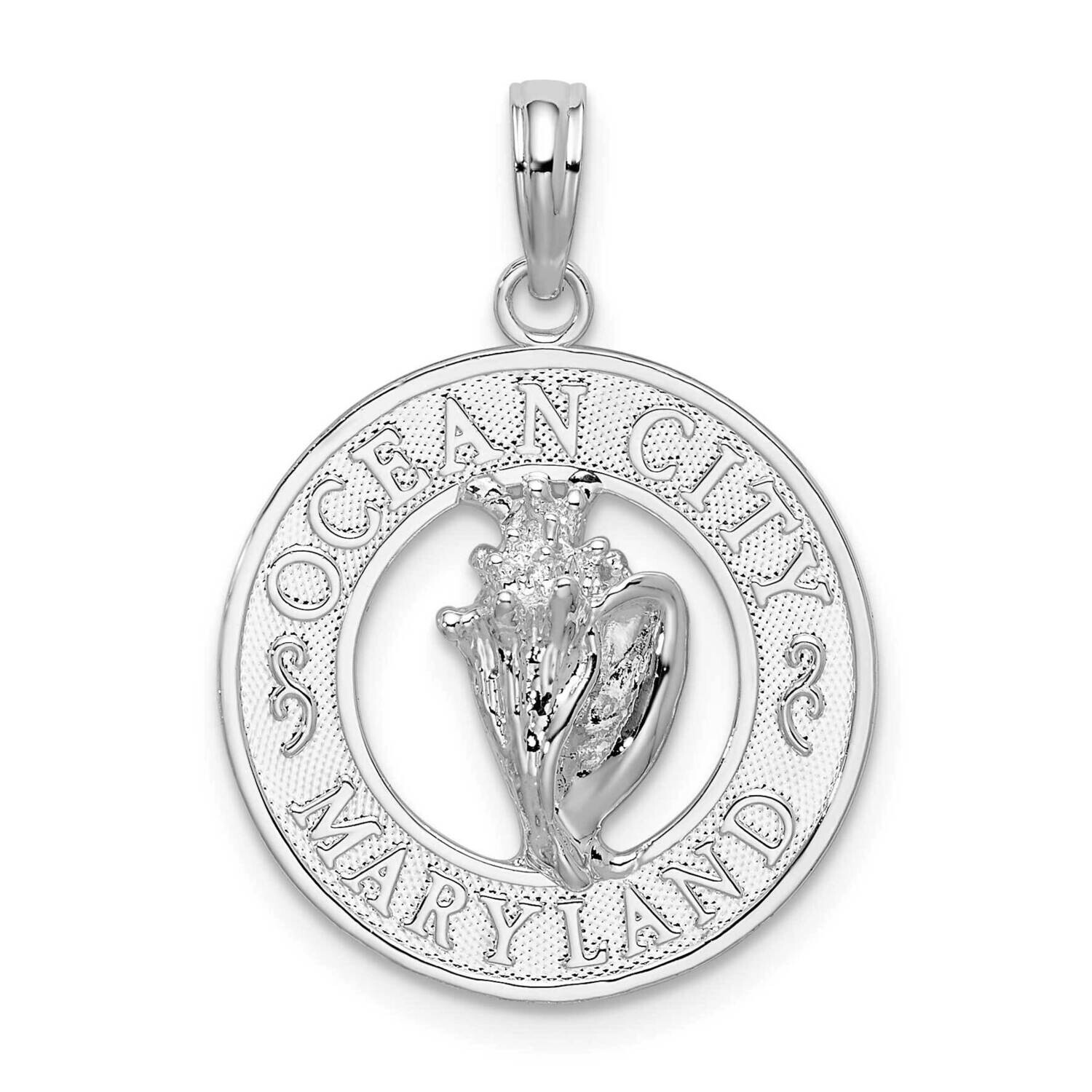 Ocean City Md Circle Shell Pendant Sterling Silver Polished QC10381, MPN: QC10381, 637218175284