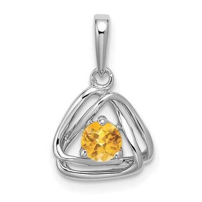 Citrine Triangle Pendant 14k White Gold PM7395-CI-W, MPN: PM7395-CI-W, 191101400650
