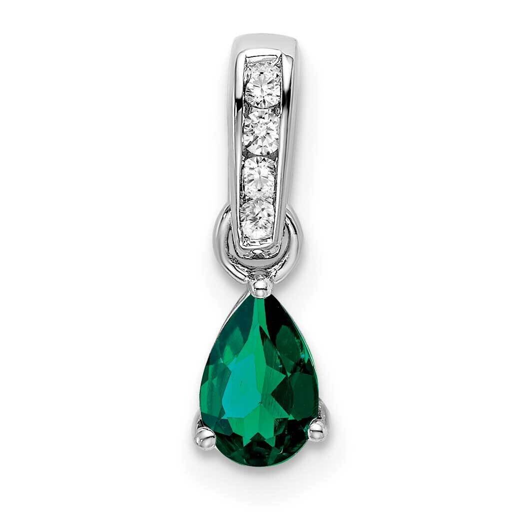 Pear Created Emerald Diamond Pendant 10k White Gold PM7409-CEM-005-1WA