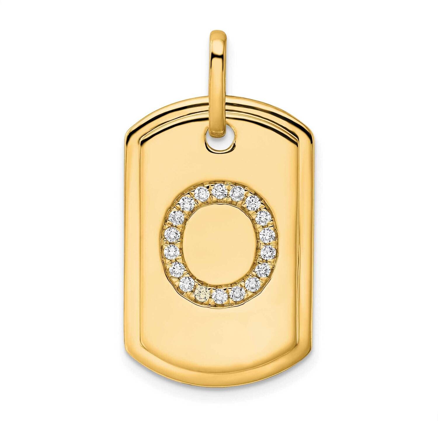 Diamond Initial O Dog Tag Charm 14k Gold PM9842O-022-YA, MPN: PM9842O-022-YA,
