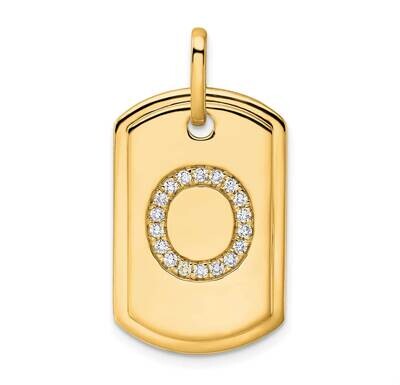 Diamond Initial O Dog Tag Charm 14k Gold PM9842O-022-YA, MPN: PM9842O-022-YA,