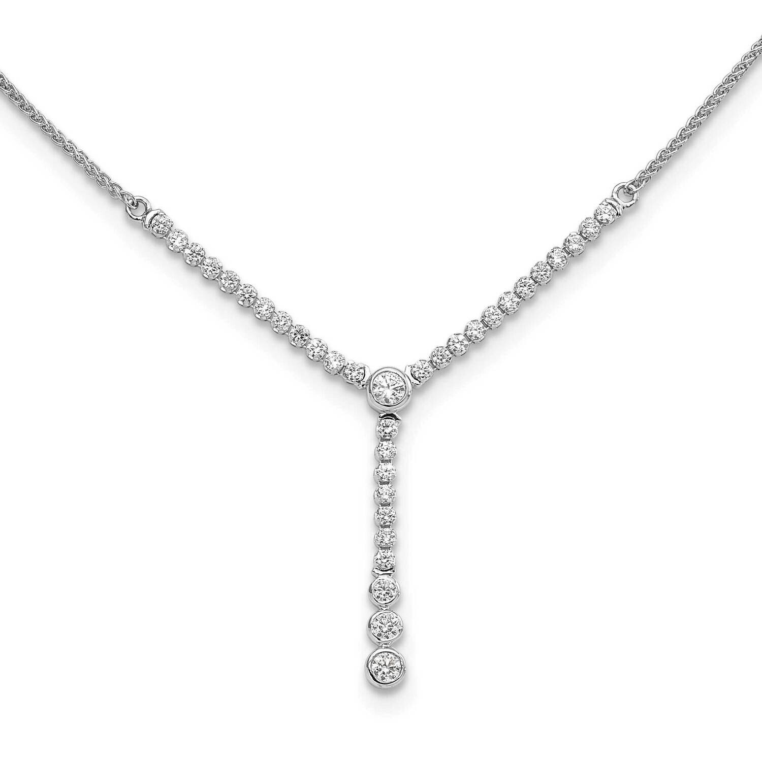 Diamond Y-Design Tennis Style Bolo Necklace 14k White Gold PM9453-090-WLG, MPN: PM9453-090-WLG, 883…