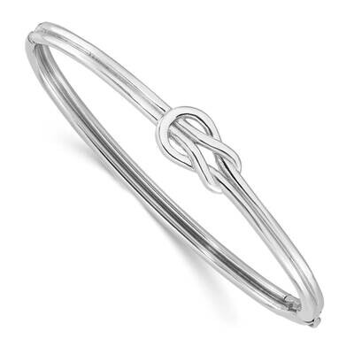 Rhodium-Plated Knot Hinged Bangle Bracelet Sterling Silver Polished QB1514, MPN: QB1514,