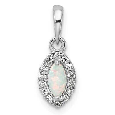 Diamond Created Opal Pendant 14k White Gold PM9354-OP-010-WLG, MPN: PM9354-OP-010-WLG, 883957883045