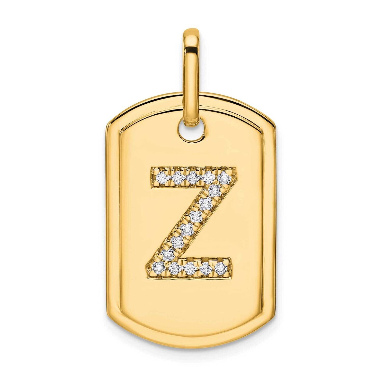 Diamond Initial Z Dog Tag Charm 14k Gold PM9842Z-018-YA, MPN: PM9842Z-018-YA,