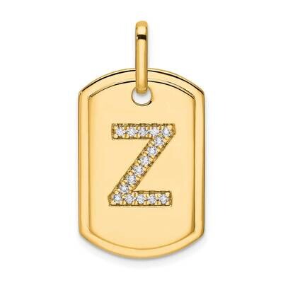 Diamond Initial Z Dog Tag Charm 14k Gold PM9842Z-018-YA, MPN: PM9842Z-018-YA,