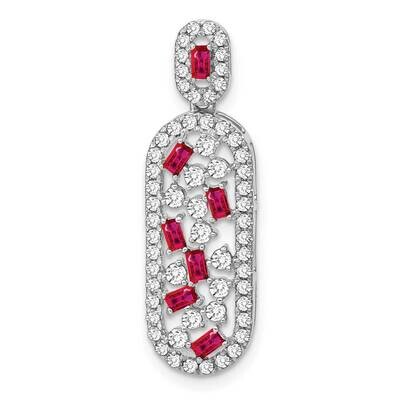 Ruby Diamond Oval Chain Slide 14k White Gold PM7195-RU-060-WA, MPN: PM7195-RU-060-WA,