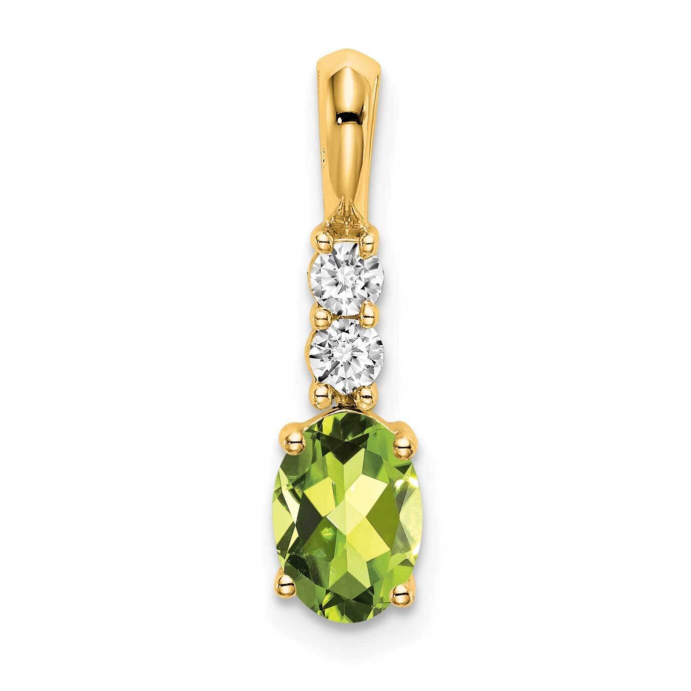 Oval Peridot Diamond Pendant 14k Gold PM7406-PE-013-YA, MPN: PM7406-PE-013-YA,