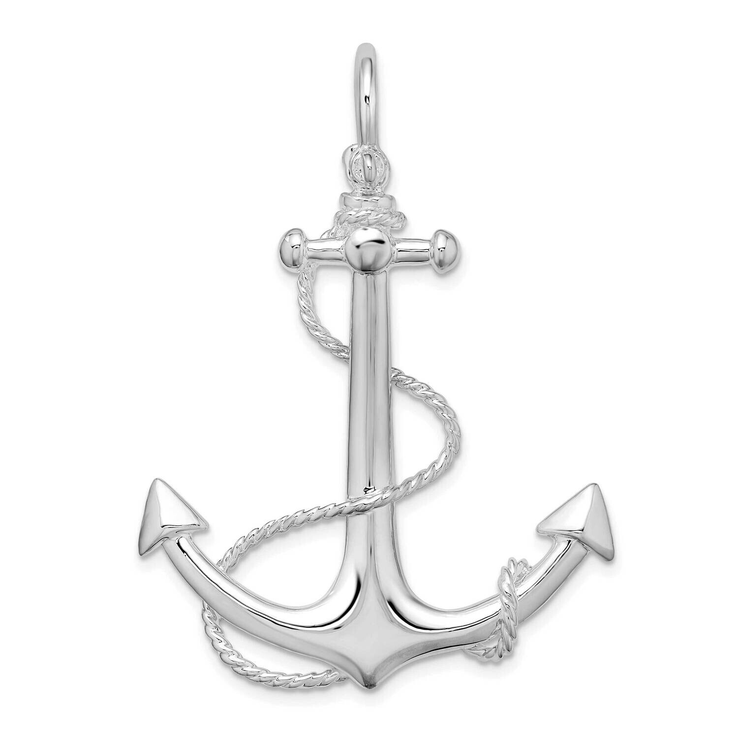 3D Anchor Rope Pendant Sterling Silver Polished QC10270 by Men&#39;s Jewelry and Accessories, MPN: QC10…