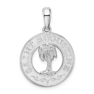 Polish St. Augustine Palm Tree Circle Pendant Sterling Silver QC10072, MPN: QC10072, 637218159932