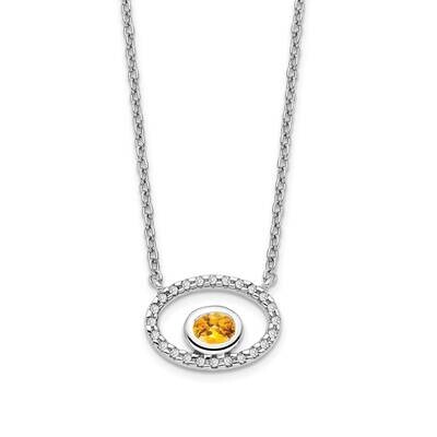 Oval Citrine Diamond 18 Inch Necklace 14k White Gold PM7135-CI-007-WA, MPN: PM7135-CI-007-WA, 88395…